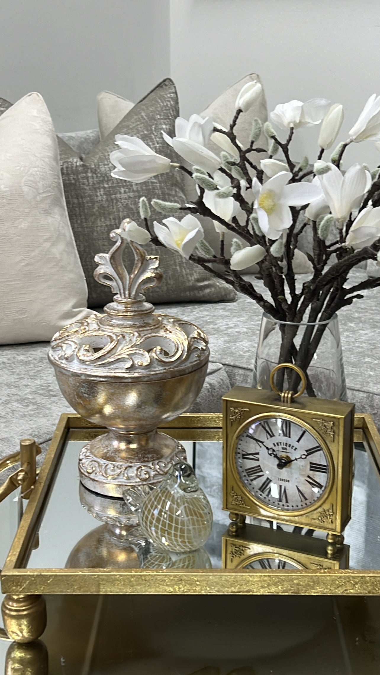 Amanda gold pewter clock - Luscious Homewares