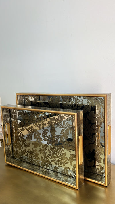 Botanical Serving gold tray set x2 - Luscious Homewares