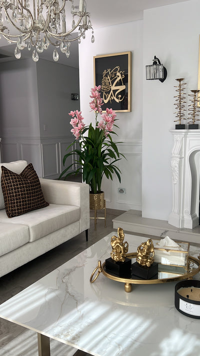 Cymbidium pink orchid artificial plant tree - Luscious Homewares