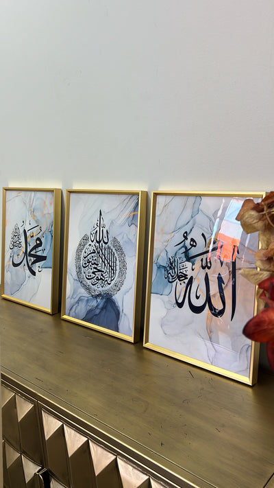 3 piece set calligraphy gold wall frame - Luscious Homewares