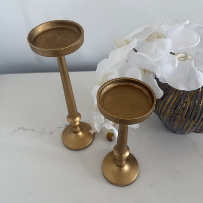 Gold candle holder set of 2 - Luscious Homewares