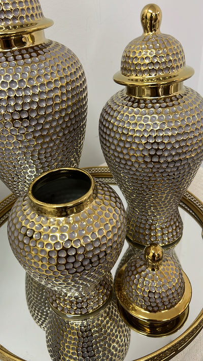 Pablo gold pewter ginger jars - Luscious Homewares