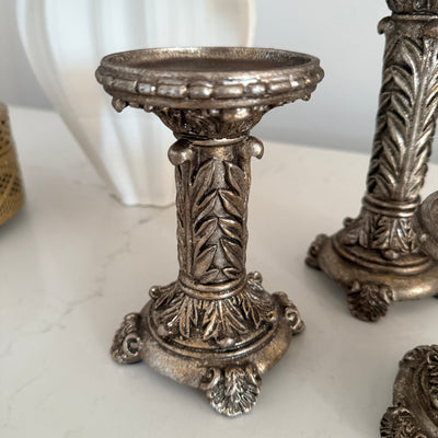 Victorian rustic gold 3 piece Candle holder set - Luscious Homewares