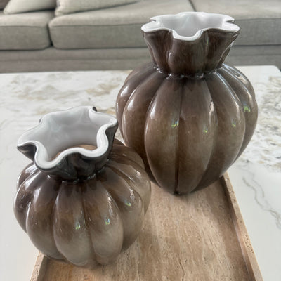 Fontana smoked taupe Glass vase - Luscious Homewares
