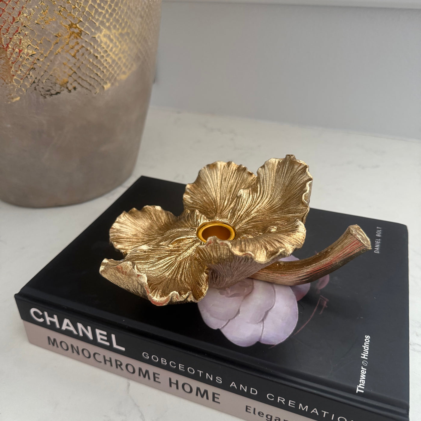 Orchid  Gold Candle holder - Luscious Homewares