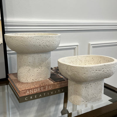 Vessel white Stone decorative bowl - Luscious Homewares