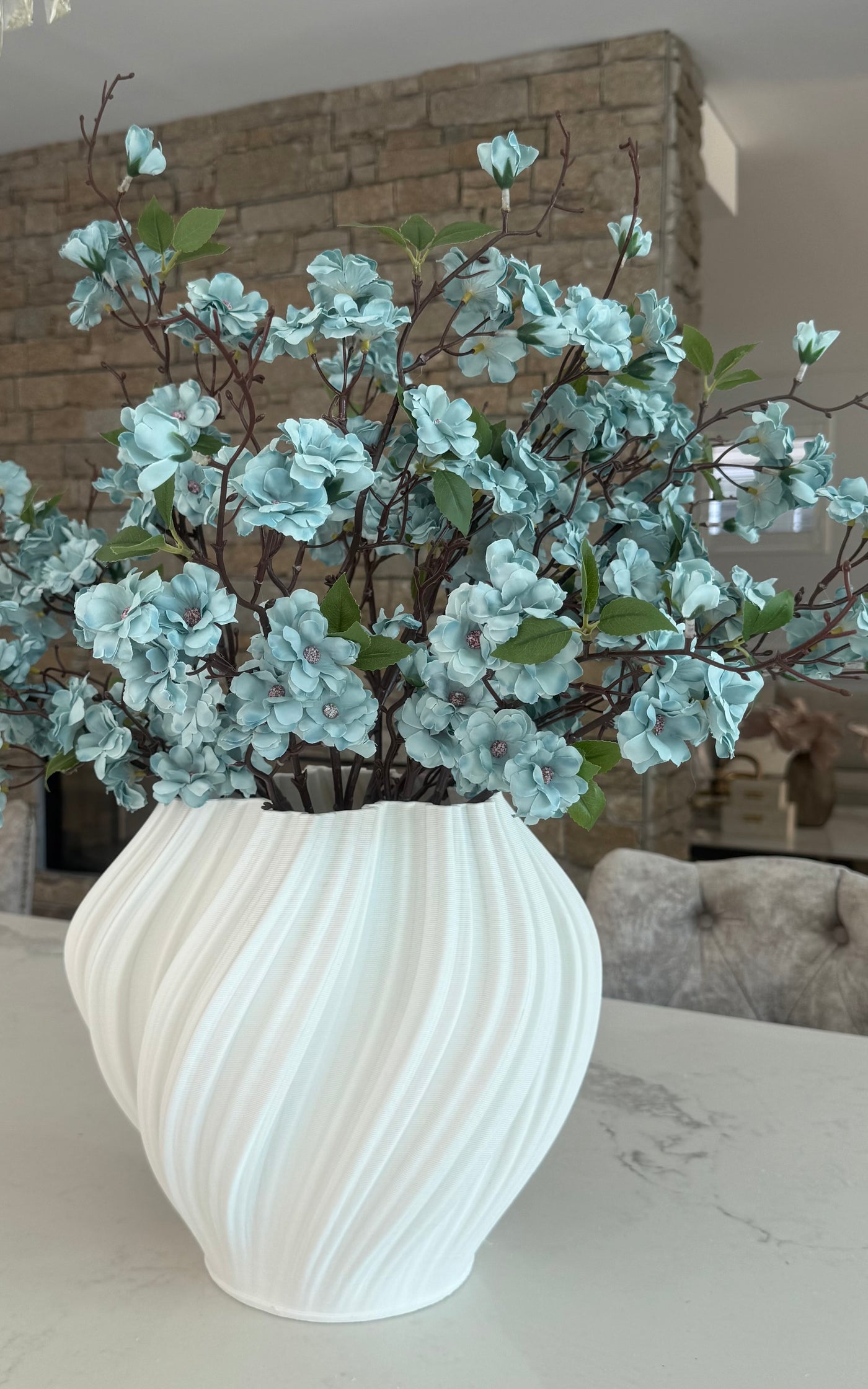 Blue floral Cherry blossom 110cm stem - Luscious Homewares