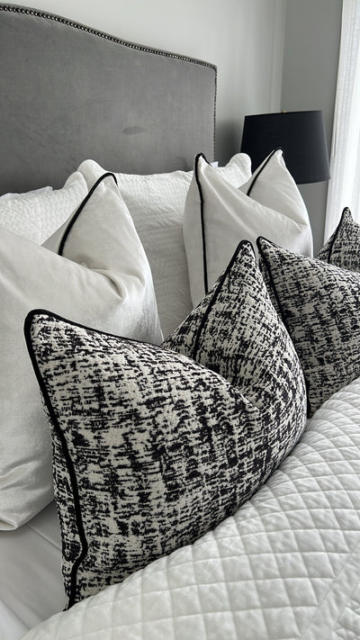 Royal luxe pearl / black piping cushion - Luscious Homewares