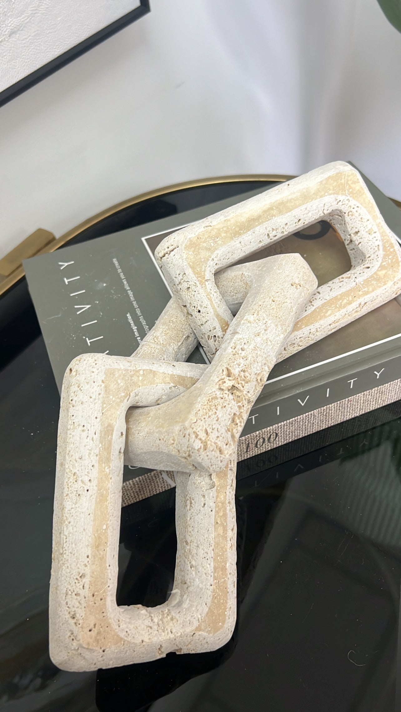 Travertine stone chain sculpture - Luscious Homewares