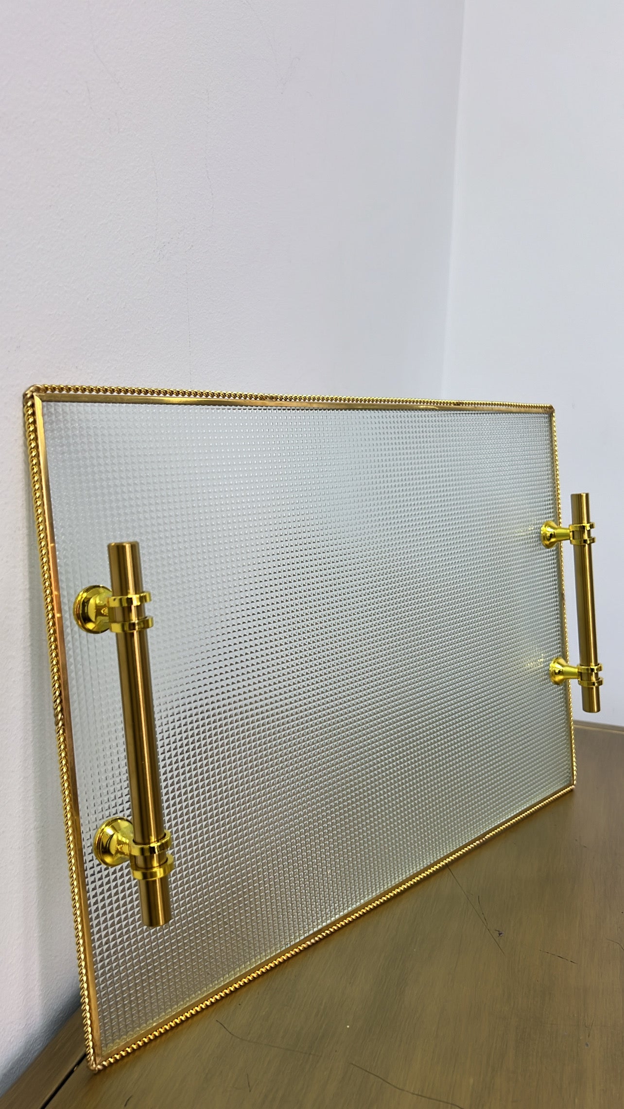 Dior rim glass gold tray rectangle - Luscious Homewares