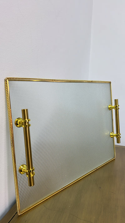 Dior rim glass gold tray rectangle - Luscious Homewares