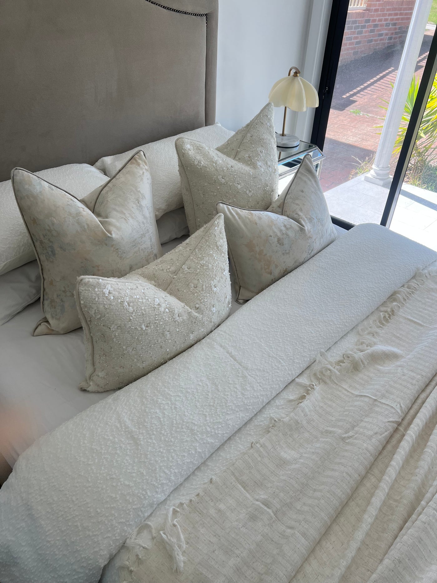 Lulu pearl tweed cushion - Luscious Homewares