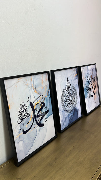 3 piece set calligraphy black wall frame - Luscious Homewares