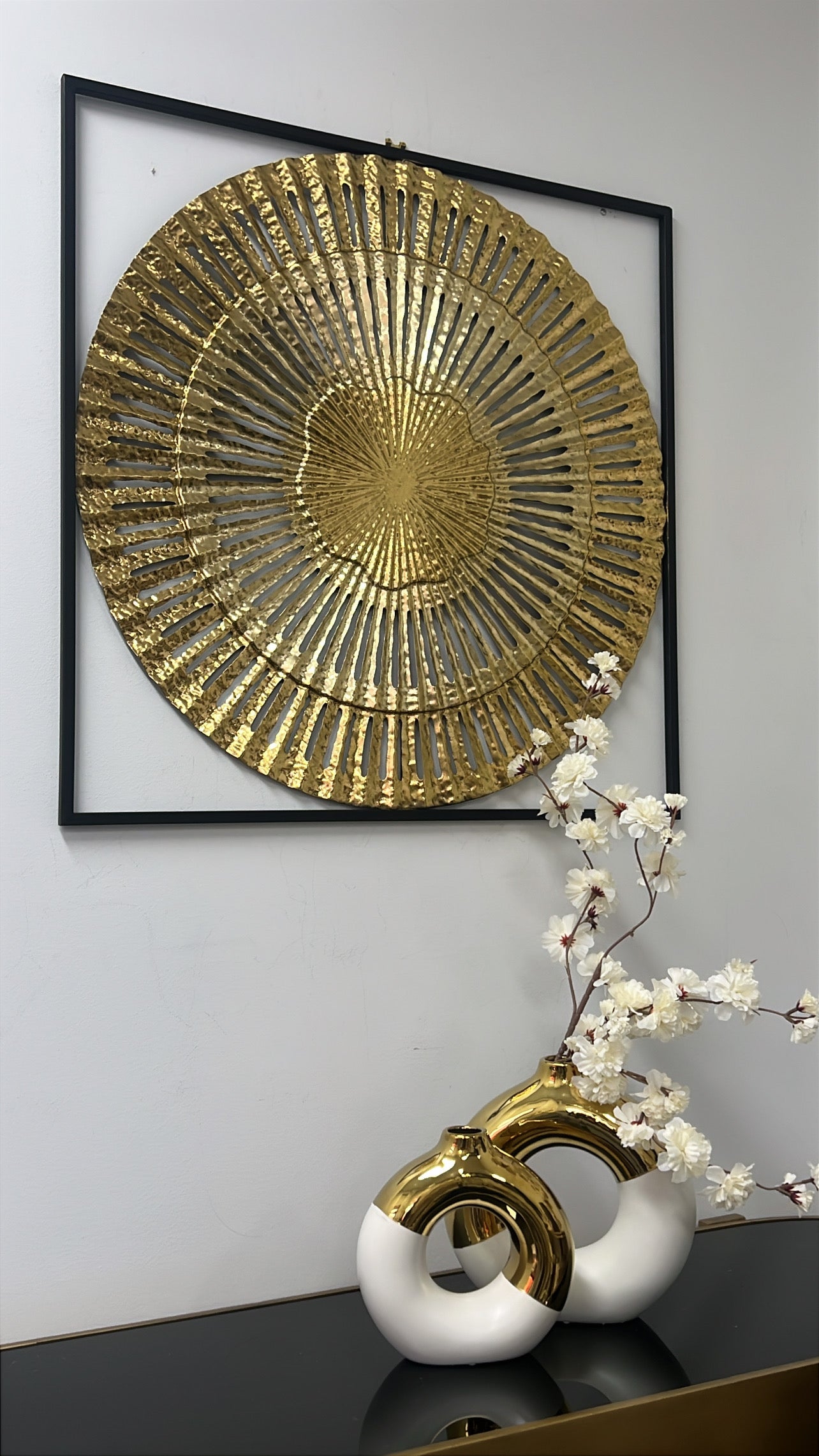 Sunrise black and Gold metal wall art - Luscious Homewares