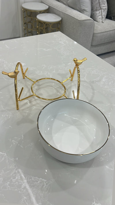 Asffor white and gold serving bowl - Luscious Homewares