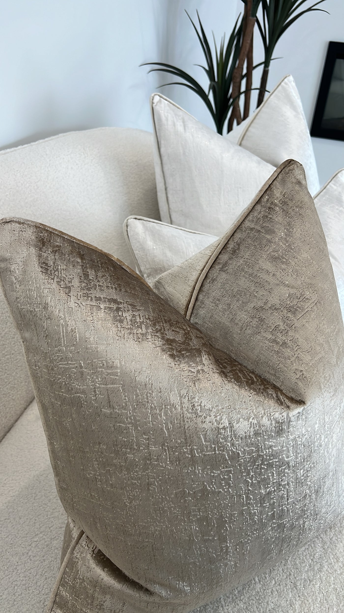 Delanie latte cushion - Luscious Homewares
