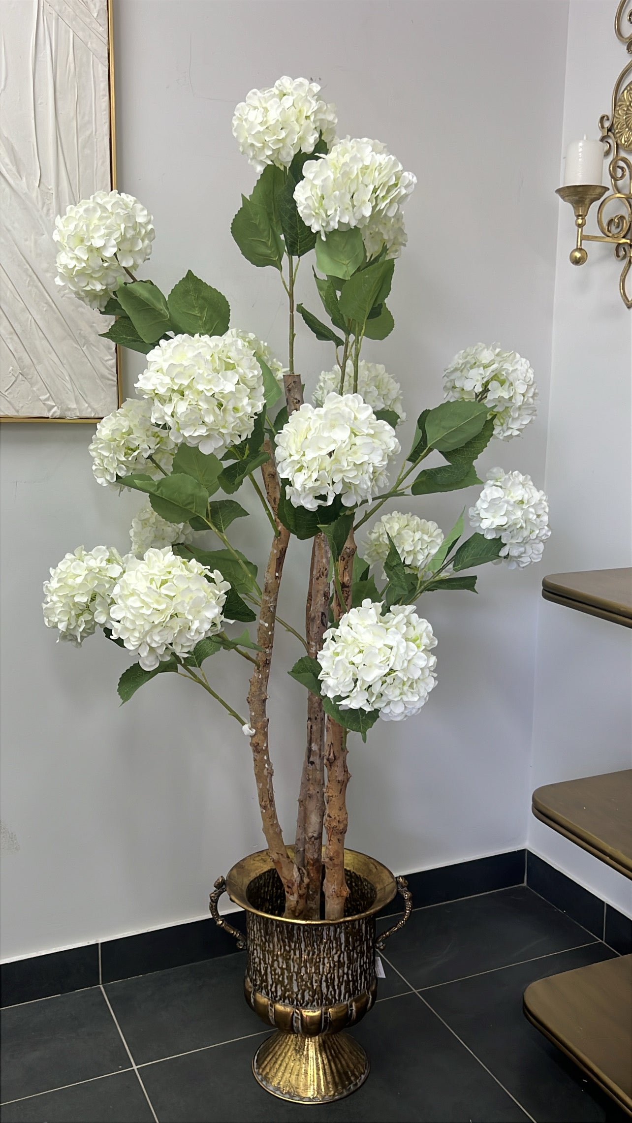 Hydrangea white artificial plant tree - Luscious Homewares