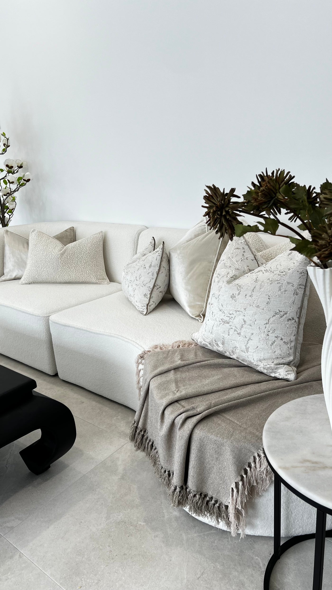 De-luxe nude velvet cushion - Luscious Homewares