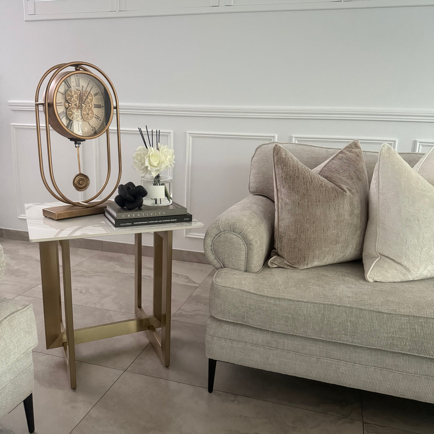 Rustic Pendulum Moving Gears Desk Clock, Gold - Luscious Homewares