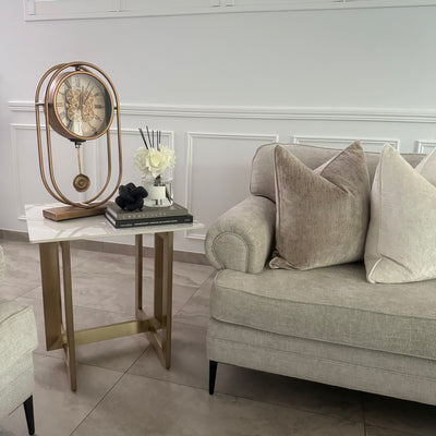 Rustic Pendulum Moving Gears Desk Clock, Gold - Luscious Homewares