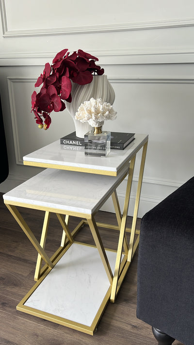 Accent marble gold table set of 2 - Luscious Homewares