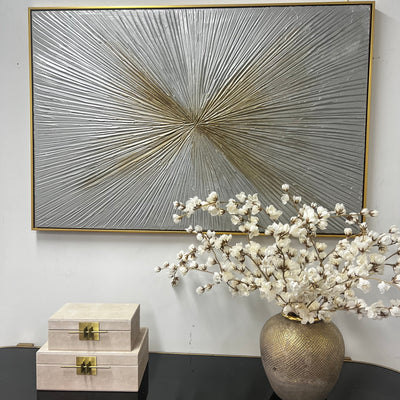Metallic textured Canvase wall art gold frame - Luscious Homewares
