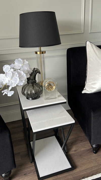 Accent marble black table set of 2 - Luscious Homewares