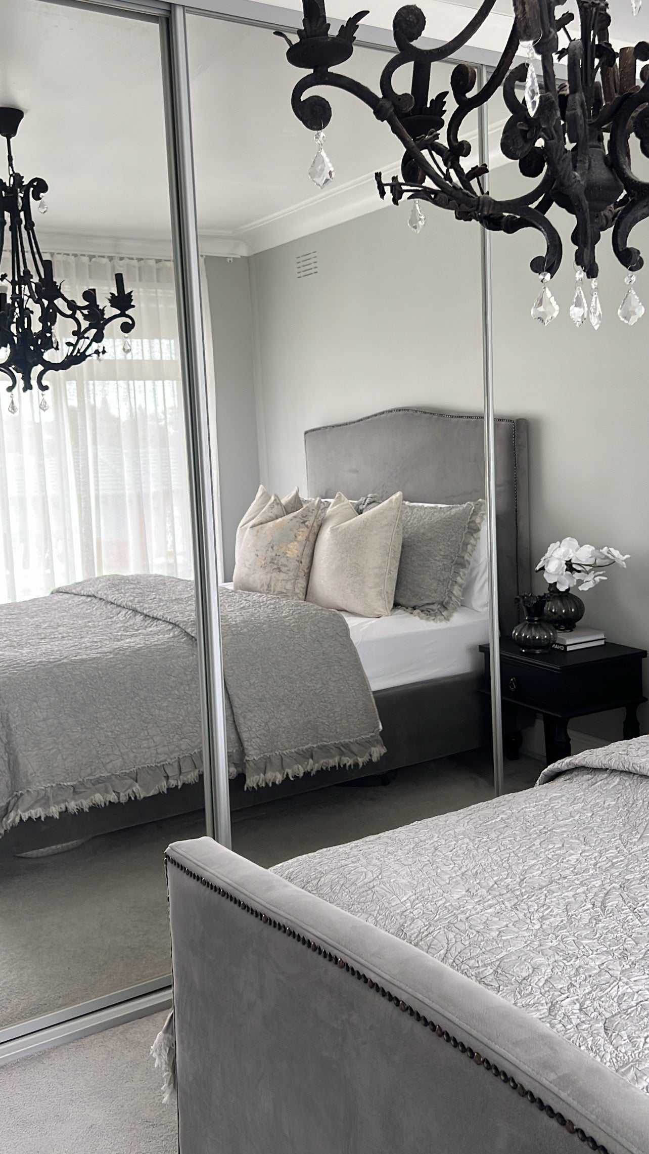 Angelica soft silver Coverlet 3 piece set queen size - Luscious Homewares