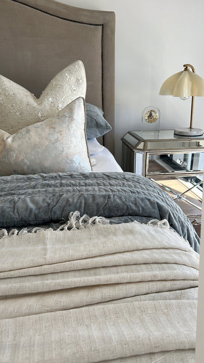 Nuvola cream and duck egg cushion - Luscious Homewares