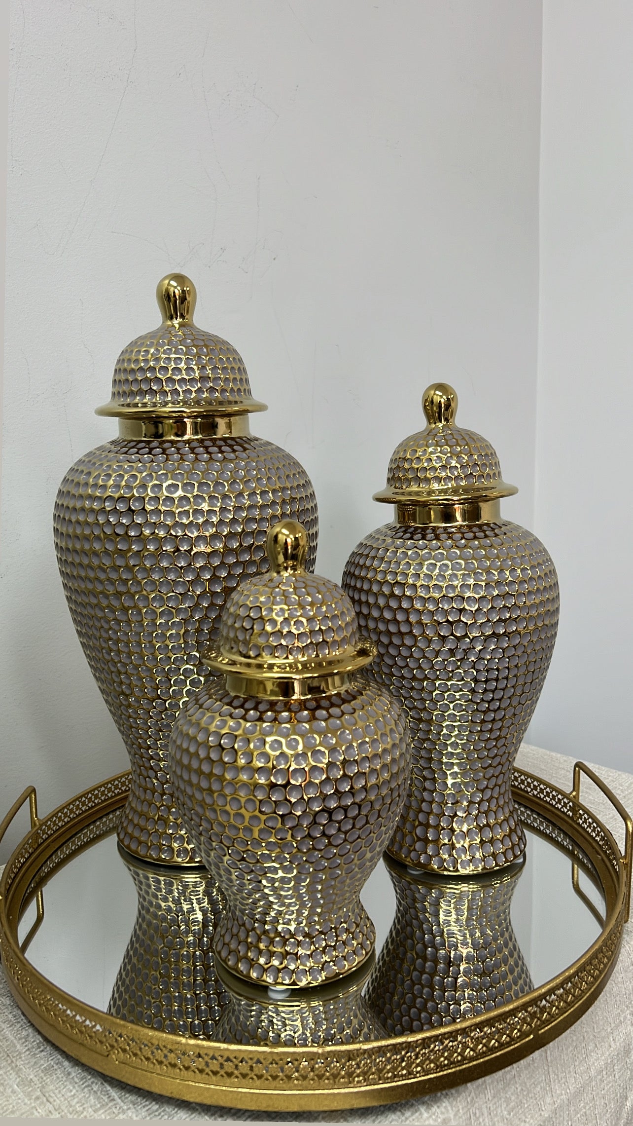 Pablo gold pewter ginger jars - Luscious Homewares