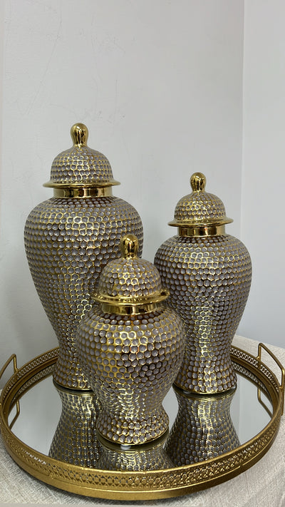 Pablo gold pewter ginger jars - Luscious Homewares