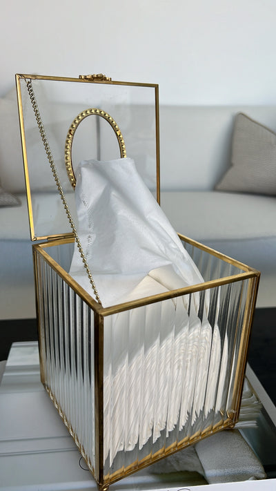 Porcha square gold tissue box - Luscious Homewares