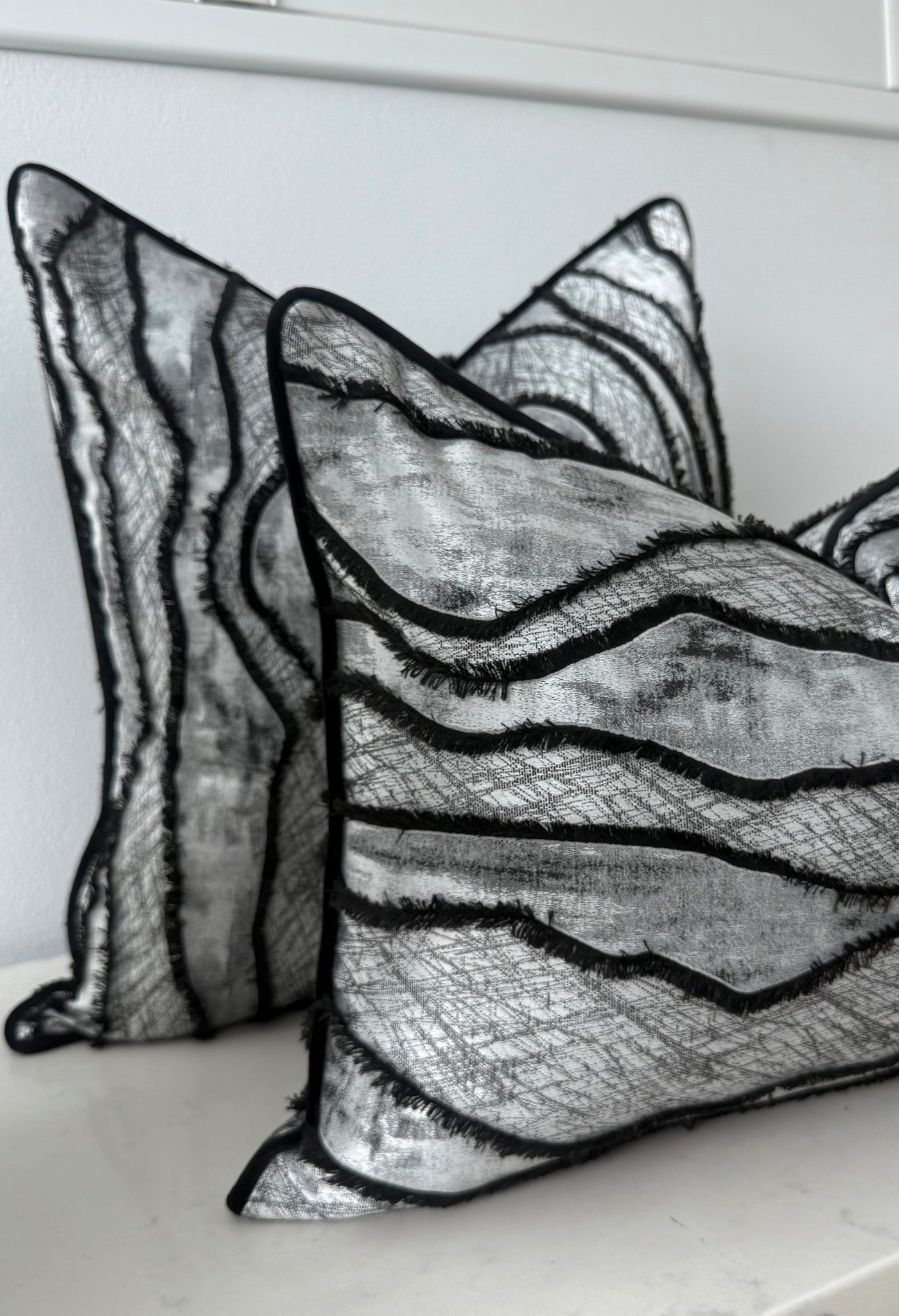 Constance silver and black cushion - Luscious Homewares