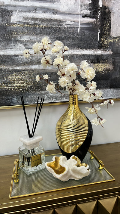 Dior rim glass gold tray rectangle - Luscious Homewares