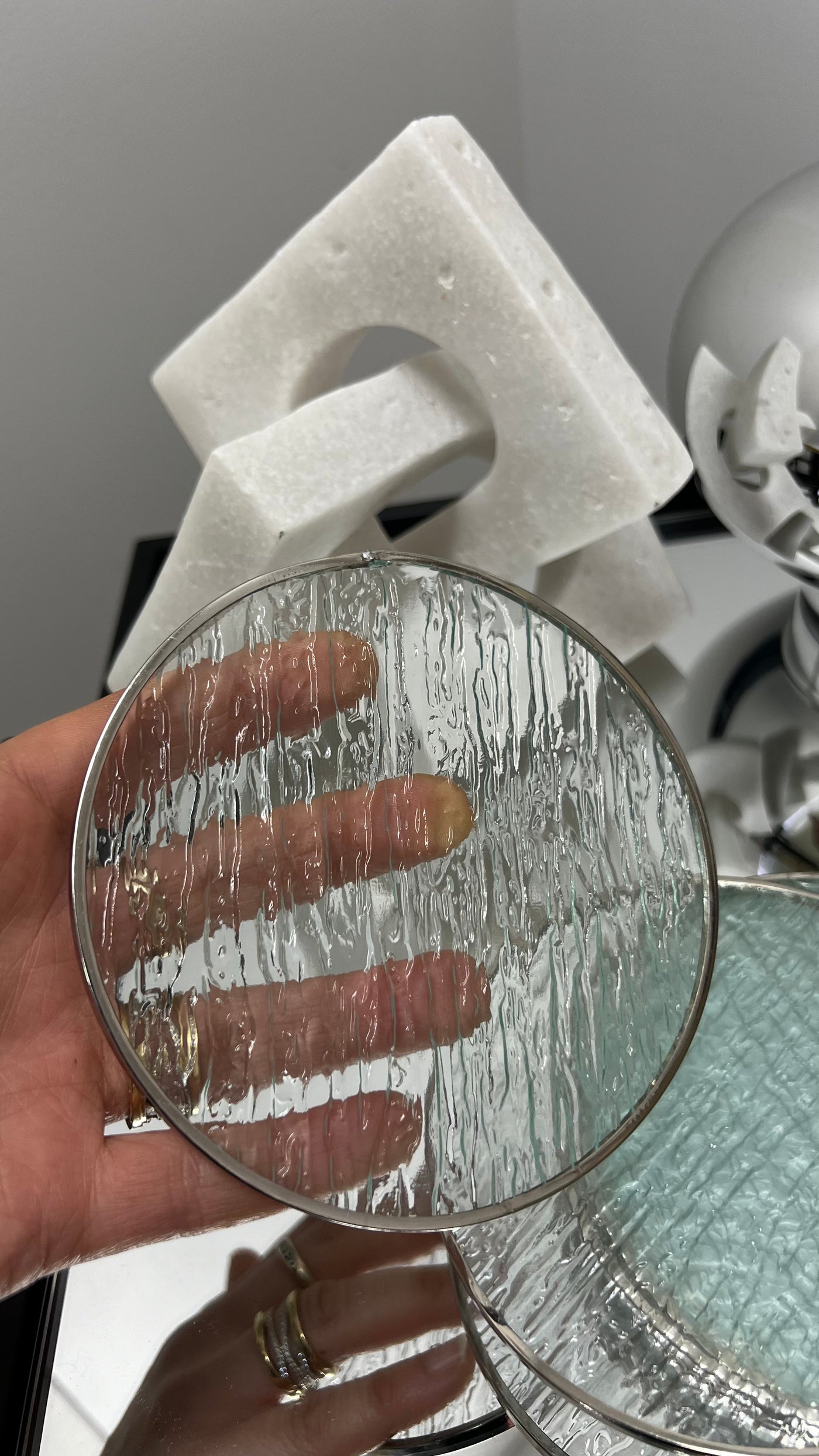 Waterfall silver coaster set x 6 - Luscious Homewares