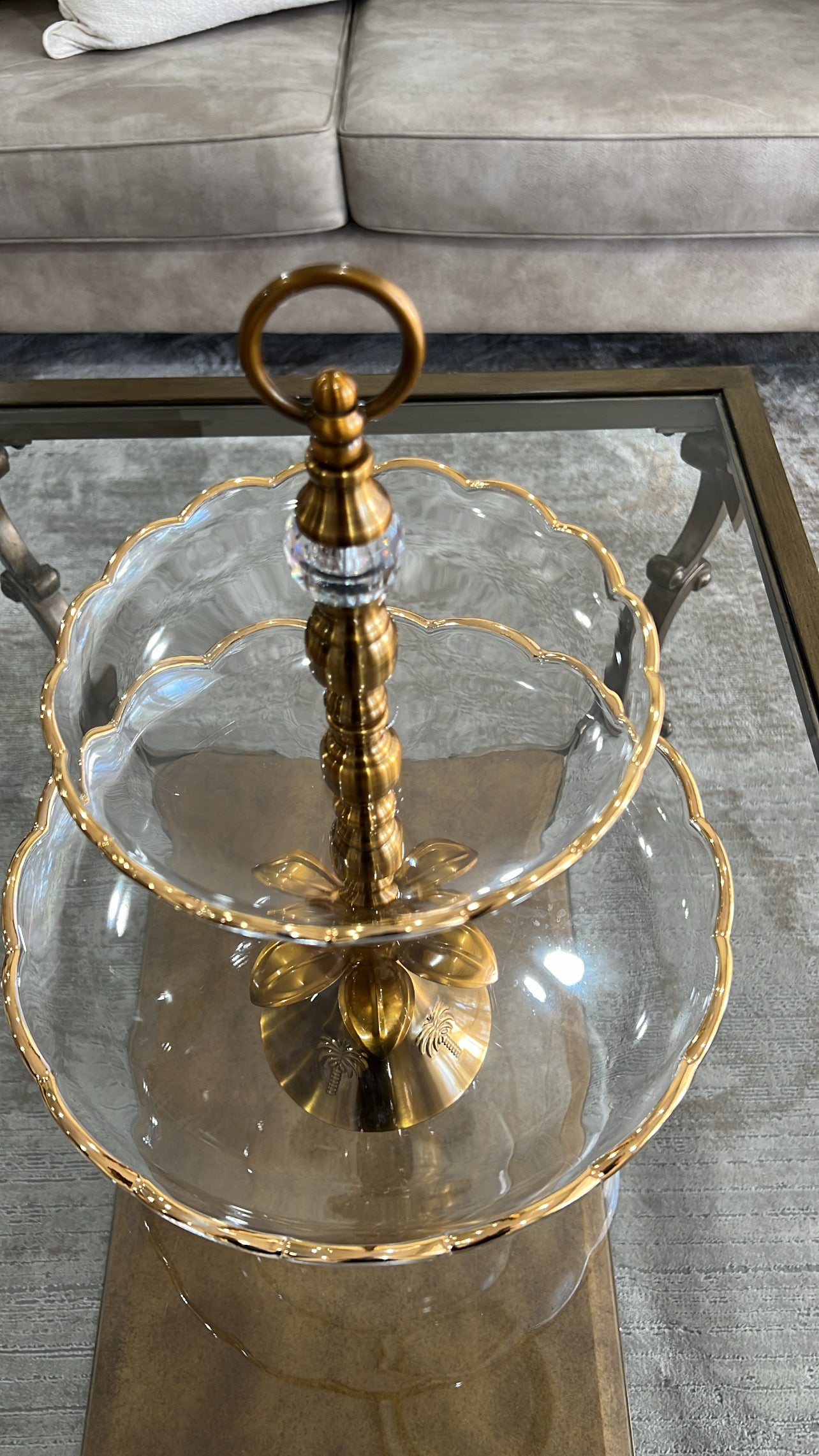 Alamir palm stand 2 tier tray - Luscious Homewares