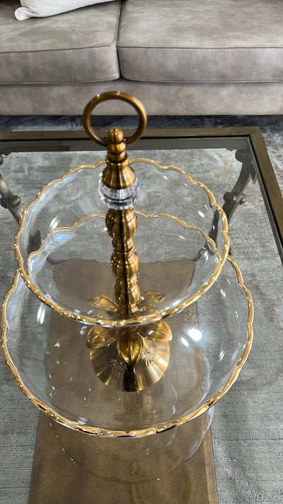 Alamir palm stand 2 tier tray - Luscious Homewares