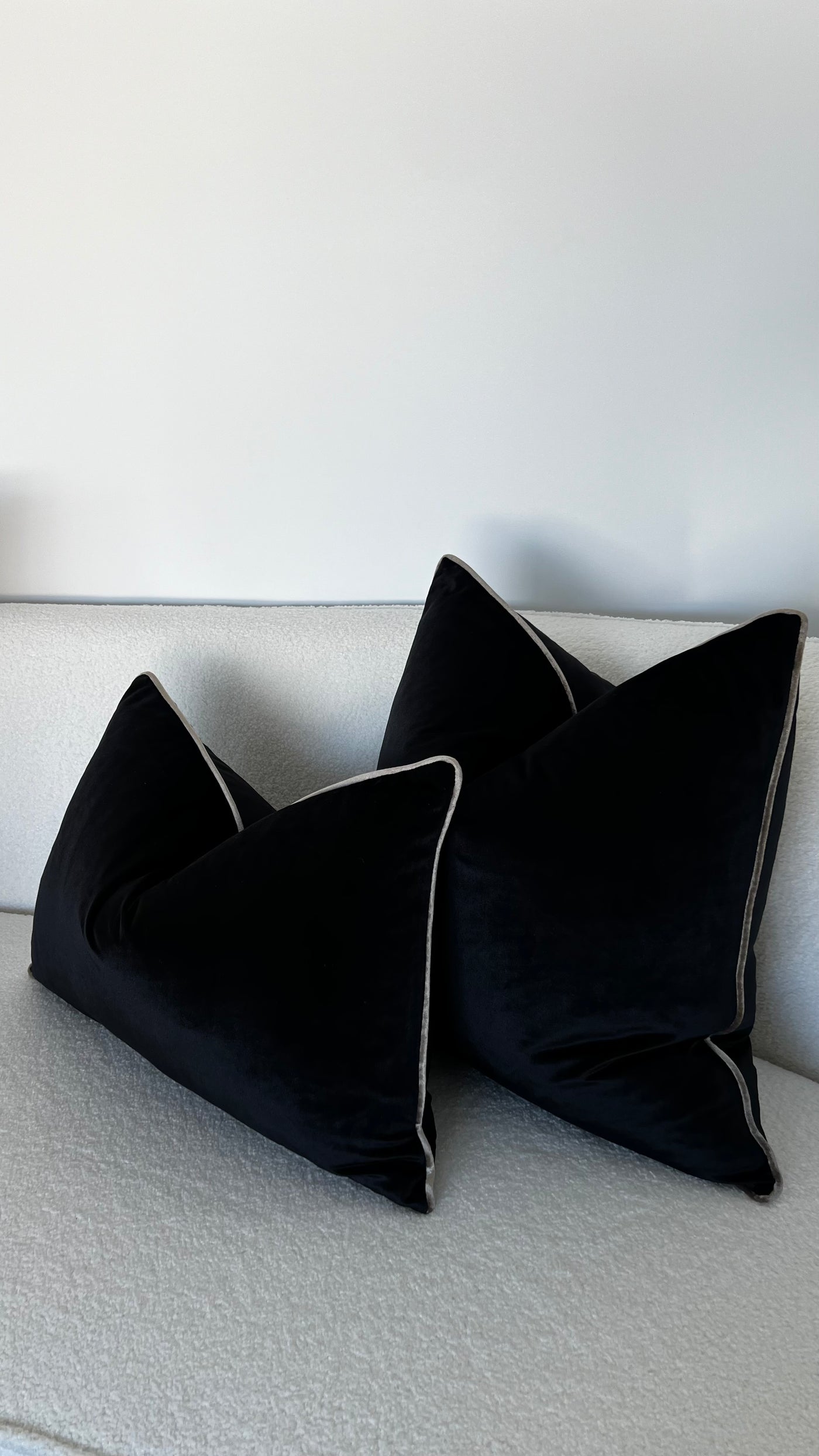 Senyorita black/ dark champagne trim cushion - Luscious Homewares