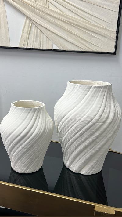 Pleated white ceramic vase - Luscious Homewares