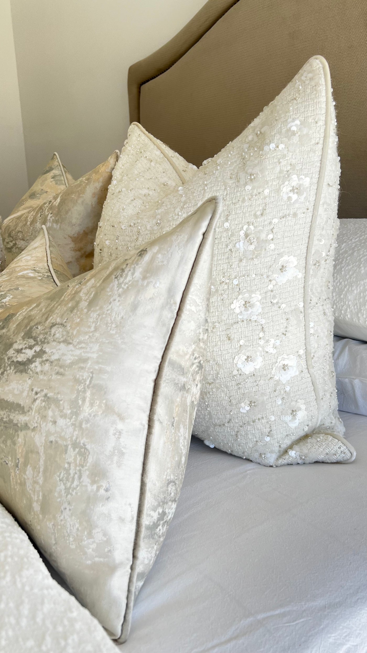 Lulu pearl tweed cushion - Luscious Homewares