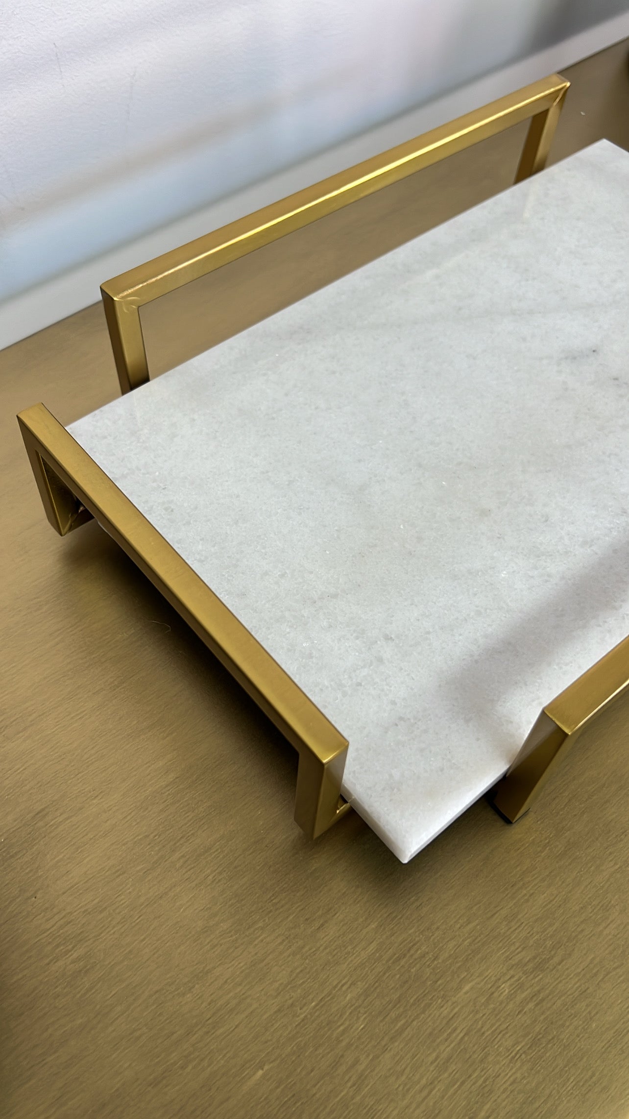 White Marble Gold handle tray - Luscious Homewares