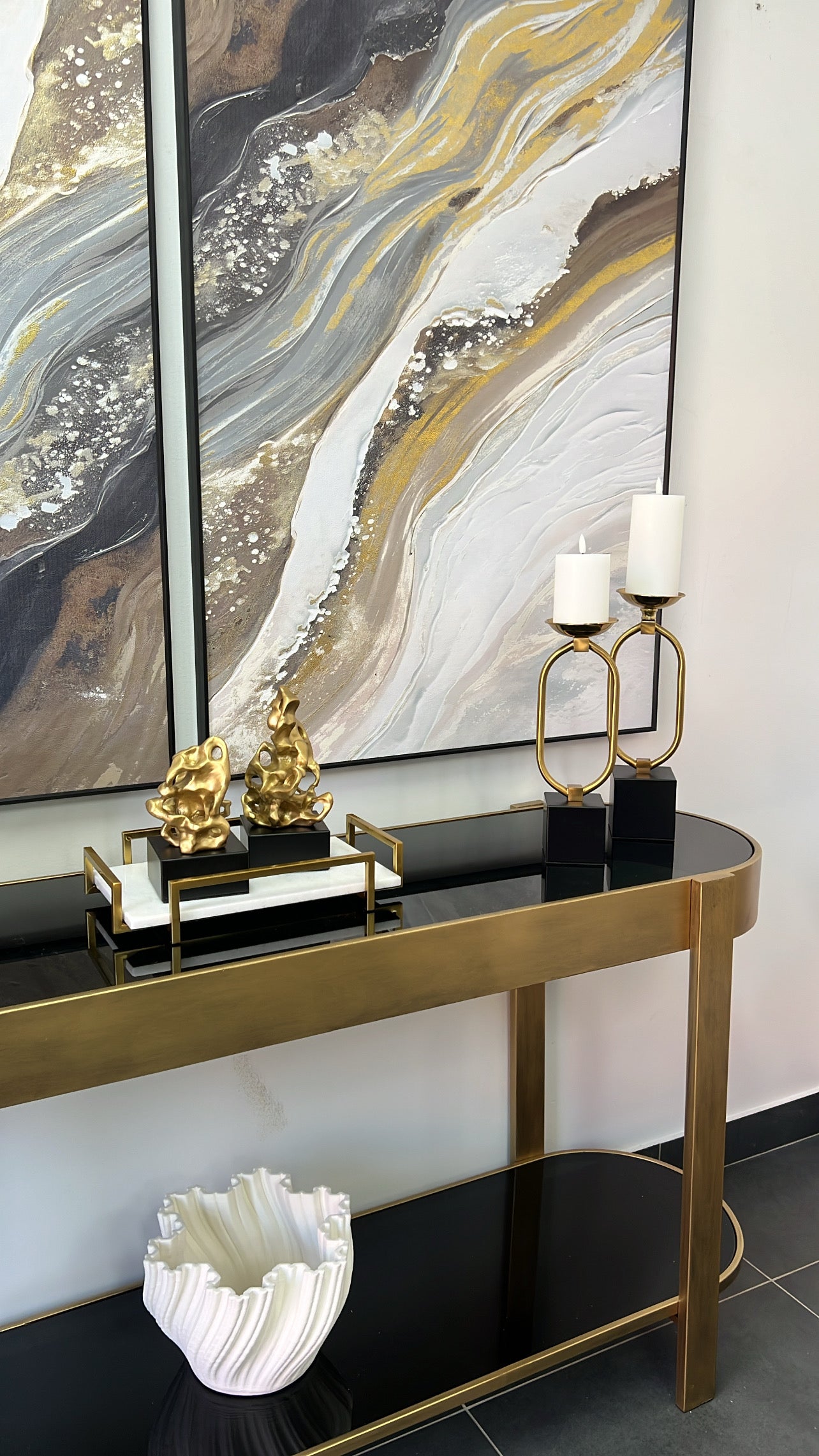 Black and gold candle holders - Luscious Homewares