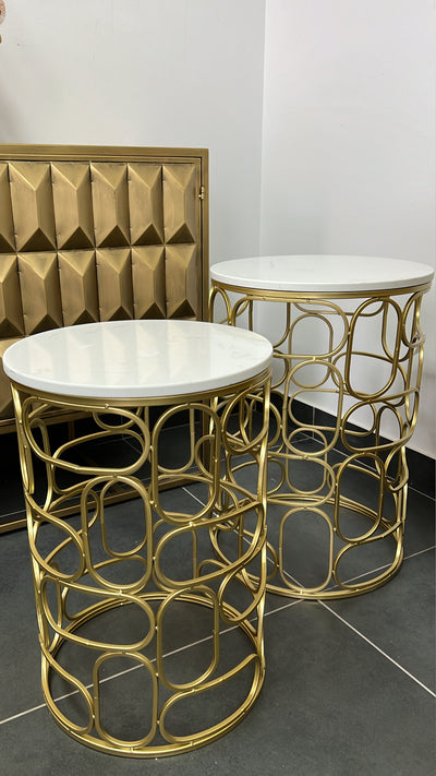 Round gold marble table set of 2 - Luscious Homewares