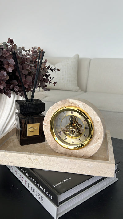 Travertine stone clock - Luscious Homewares