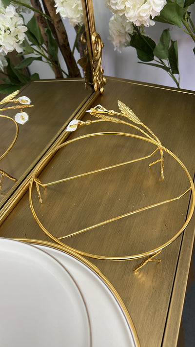 Tulip round gold and white serving platter - Luscious Homewares