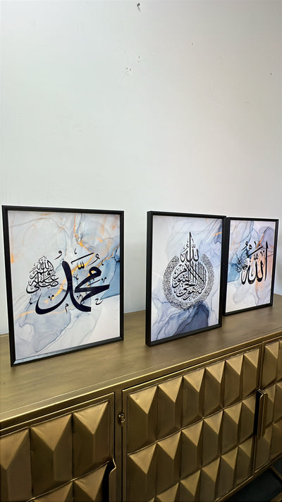 3 piece set calligraphy black wall frame - Luscious Homewares