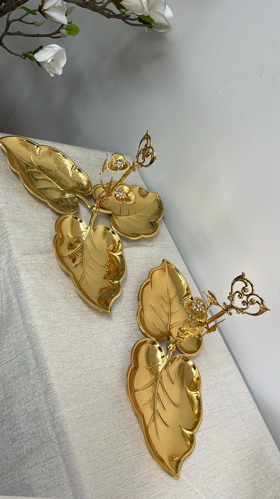 Intricate gold leaf serving platter - Luscious Homewares