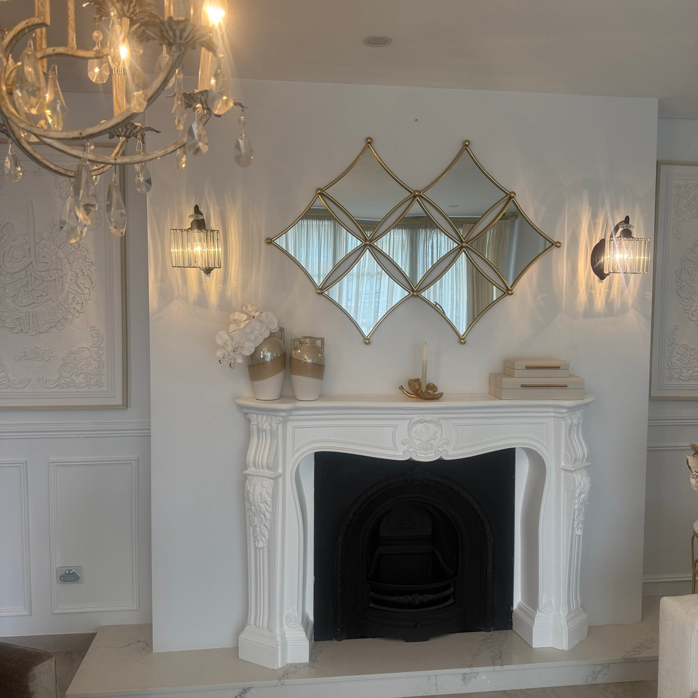 Diamond shaped wall mirror