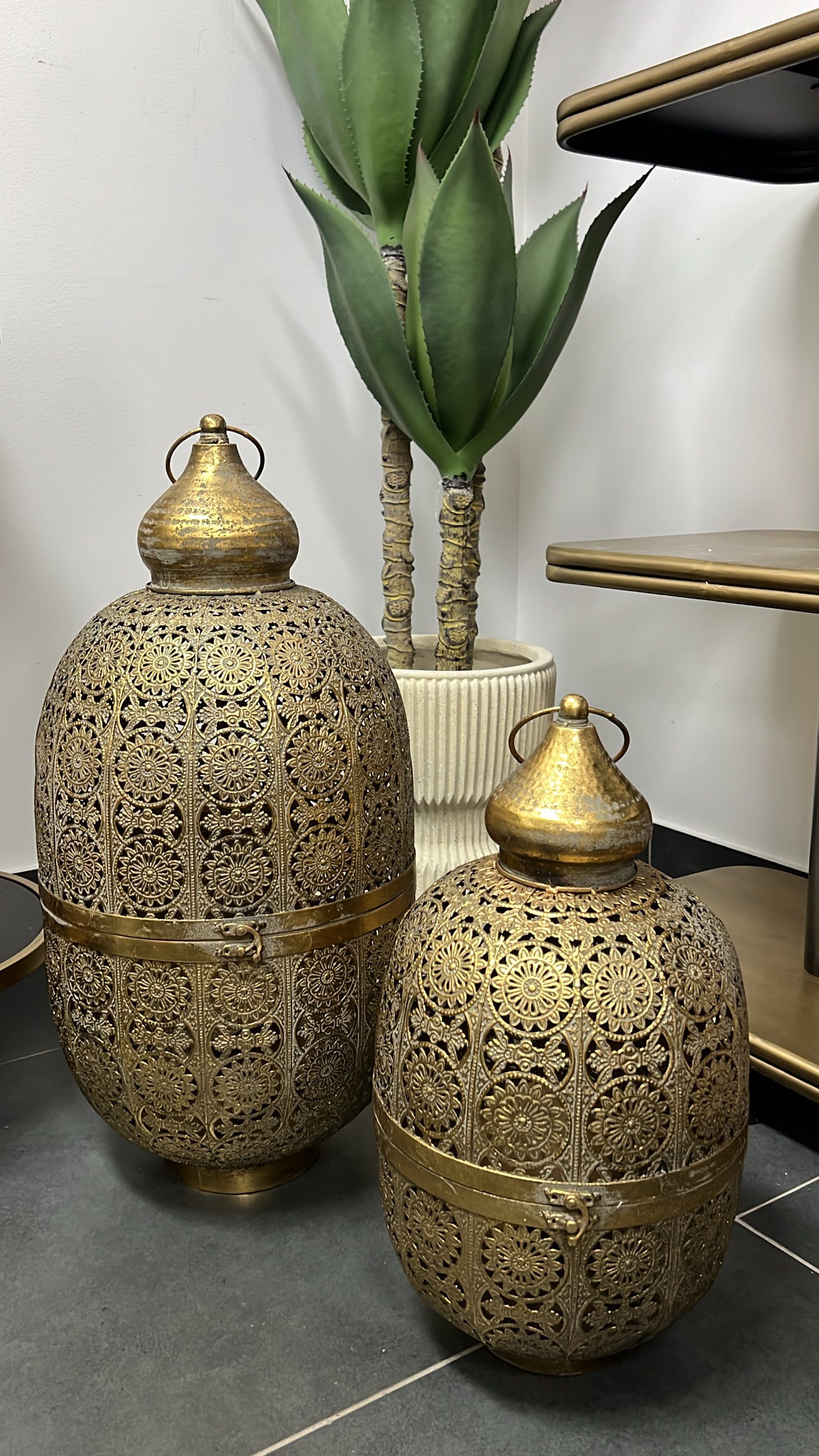 Morrocan oval Rustic gold Lantern - Luscious Homewares