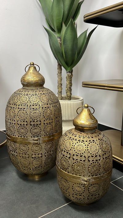 Morrocan oval Rustic gold Lantern - Luscious Homewares